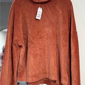 Rust Orange Ribbed Long Sleeve Top